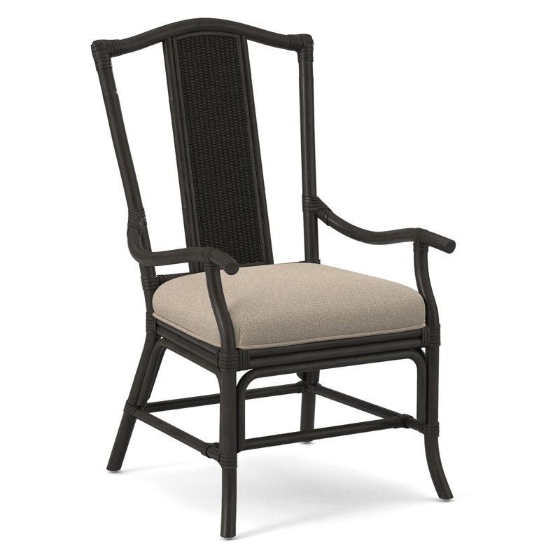 Drury Lane Slat Back Dining Arm Chair, Havana, Eggshell Crypton Performance; 0884-93