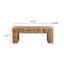 Table basse rectangulaire en bois massif de 47,3 po avec relief géométrique 3D, pour espaces décontractés chics, facile à assembler avec un relief fabriqué à la main, style de vie rustique idéal