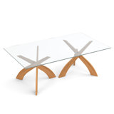 Entwine - Rectangular 42IN x 72IN Glass Top Table - Natural Walnut Finish