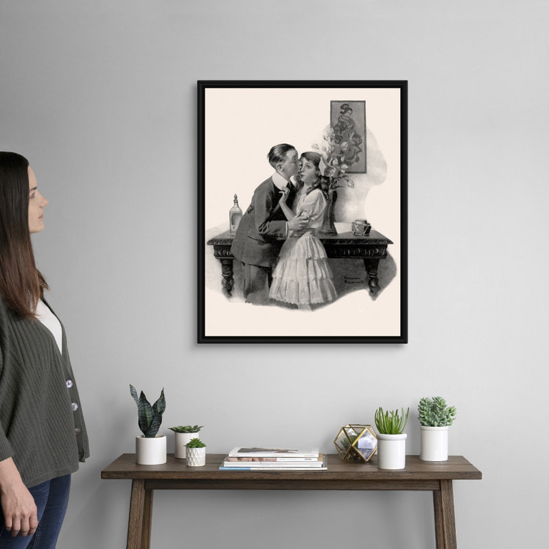 Art mural sur toile Courting, H 32 po x l 26 po x P 1,75 po, Cadre flottant noir