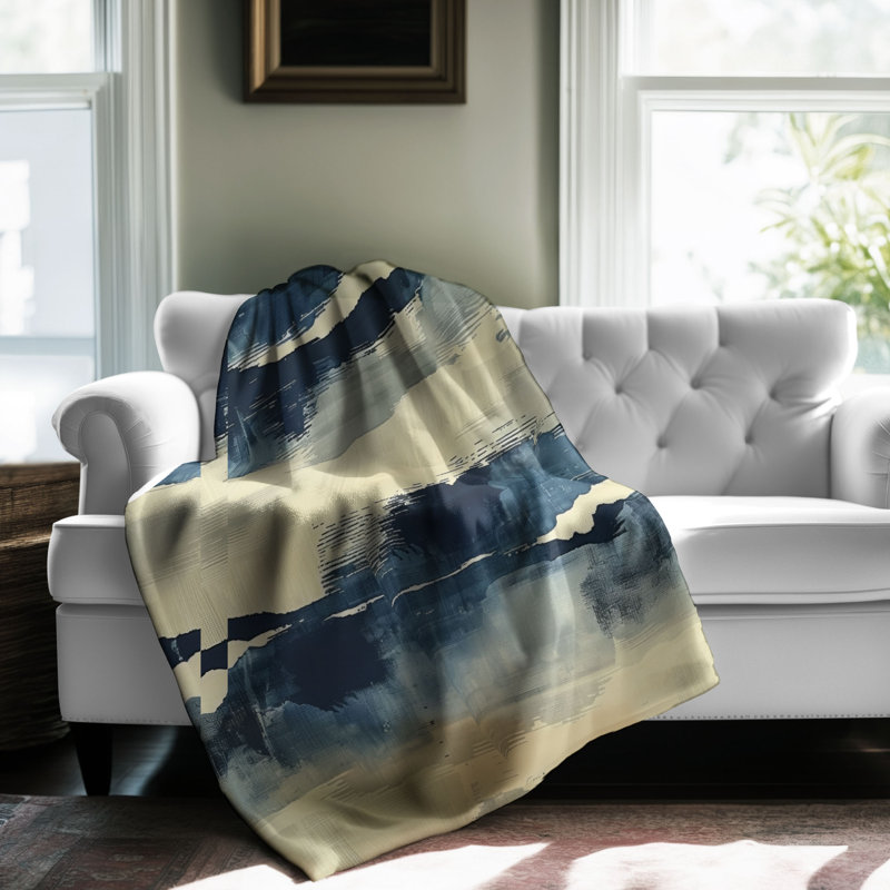 Bleu brossé - couverture sherpa de qualité supérieure 1 pièce, Grand lit