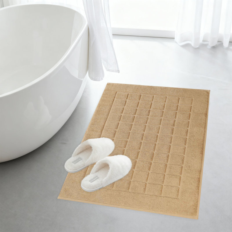 Tapis de bain réversible 100% coton épais et absorbant, Latte