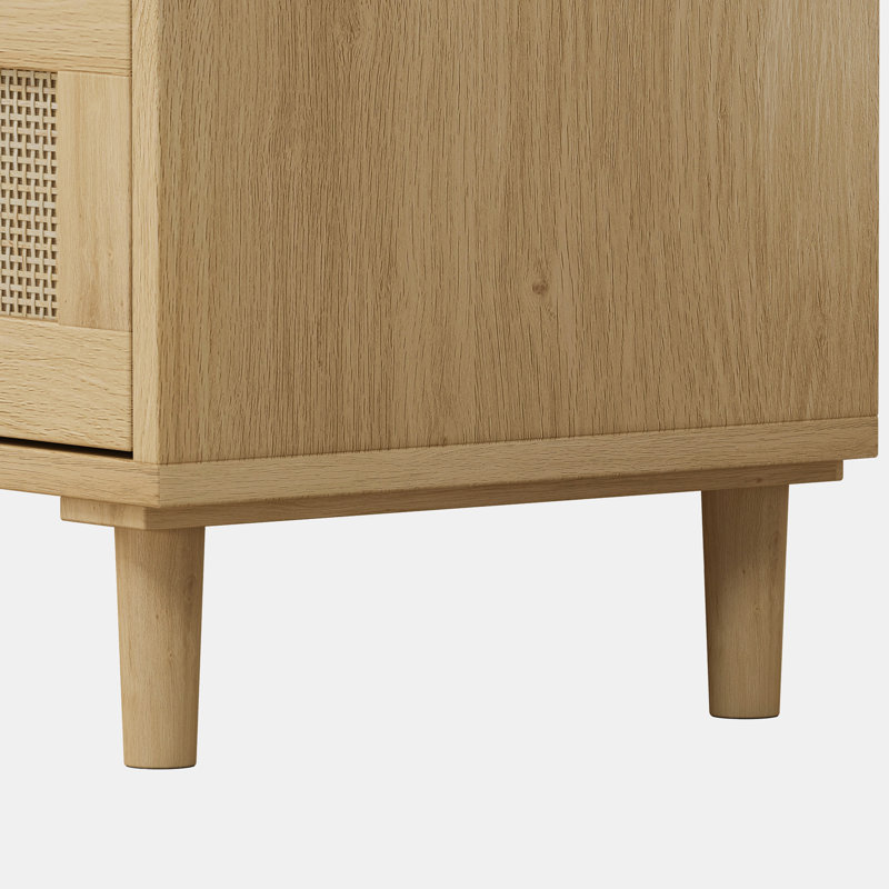 Console de rangement en rotin 3 tiroirs, Chêne