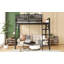 Grand lit mezzanine avec échelle, grand lit mezzanine en métal avec tablettes de rangement-1370239465