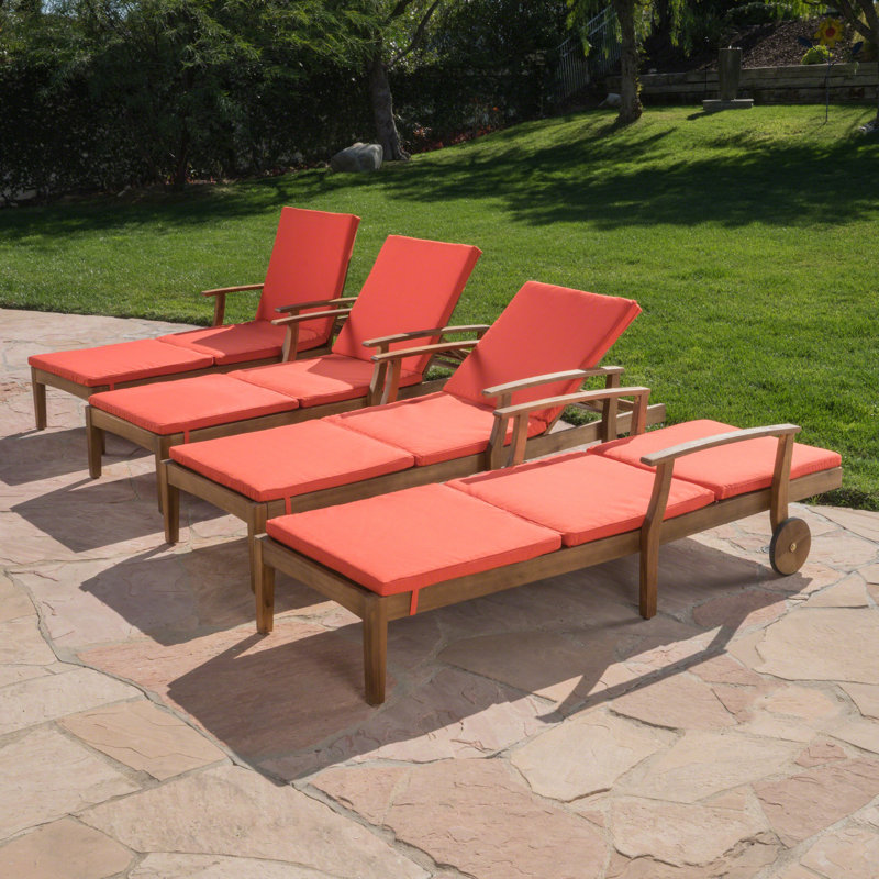 Chaise longue inclinable avec coussin Bevelyn, Orange