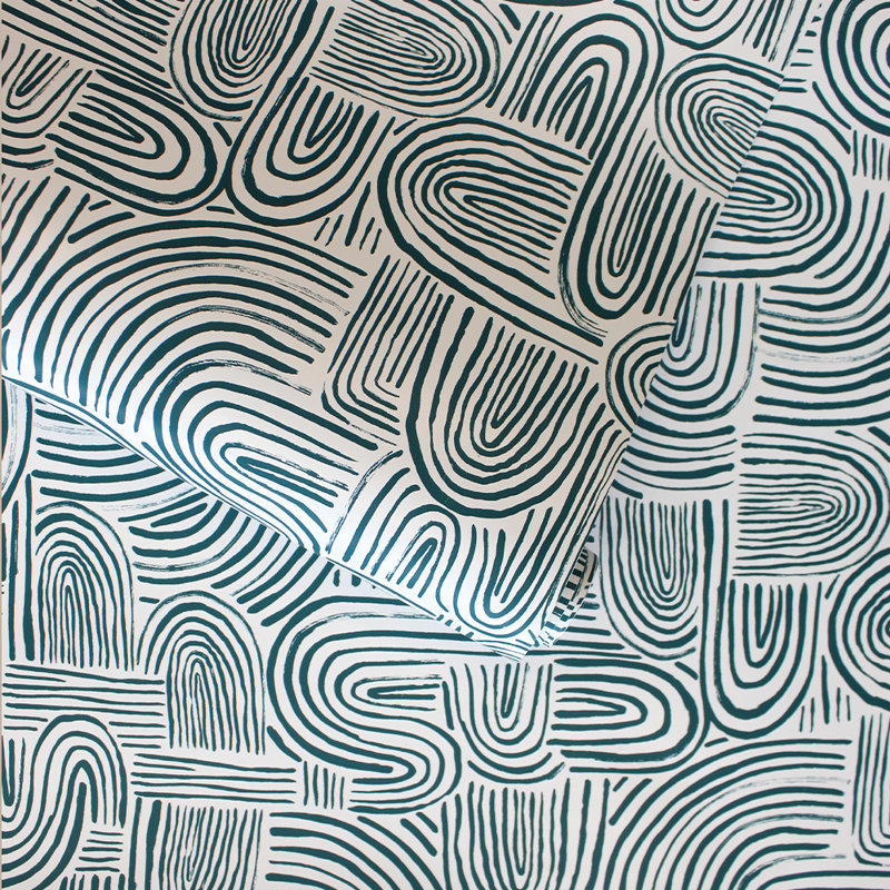 Papier peint adhésif Swell, Bleu sarcelle