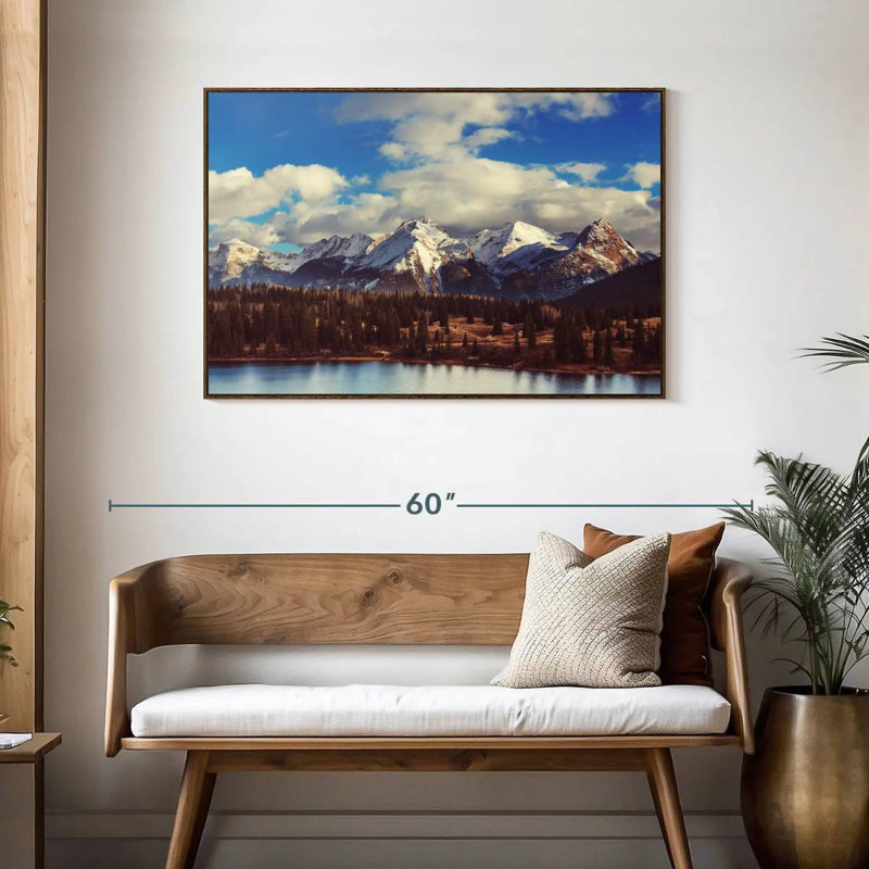 Paysage de montagnes Rocheuses, Cadre flottant en noyer, 43 po x 29 po