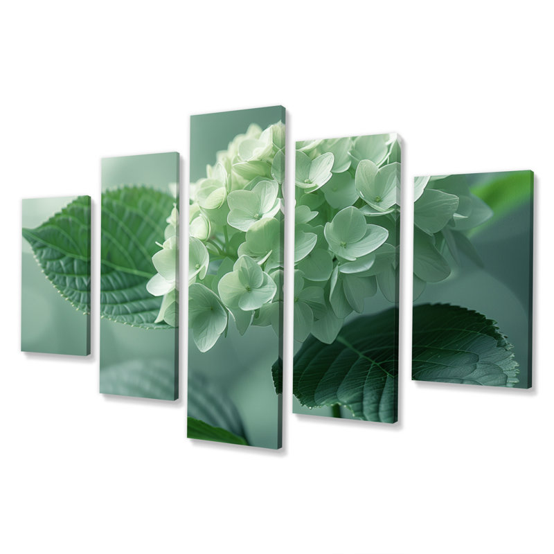 Tropical Green Monochrome Hydrangea Photo I - Hydrangea Wall Decor Set