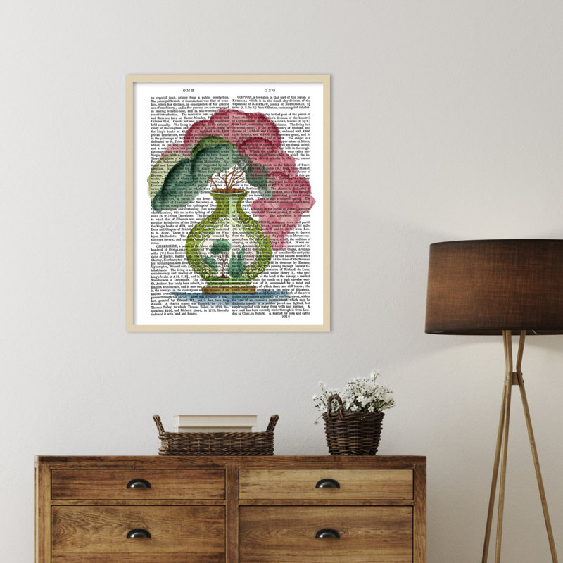 «Pink Green Vase No. 3» par Fab Funky, impression sur bois encadrée, Svelte naturel, 33 x 27