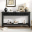 Console d'entrée de 147 cm (58 po) en placage de sapin, façades de tiroirs alvéolées et pieds en sapin massif, meuble de rangement noir-883256122-883256118-883256127