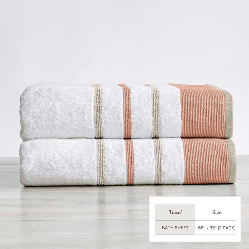 Coton décoratif de luxe Deanthony, Rose cendré / cappuccino, Draps de bain - paquet de 2