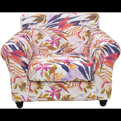 Housse pour fauteuil extensible 2 pièces à motif floral 2 pièces Housse pour fauteuil extensible pour fauteuil 1 place Housses de canapé lavables avec 1 housse de coussin individuelle