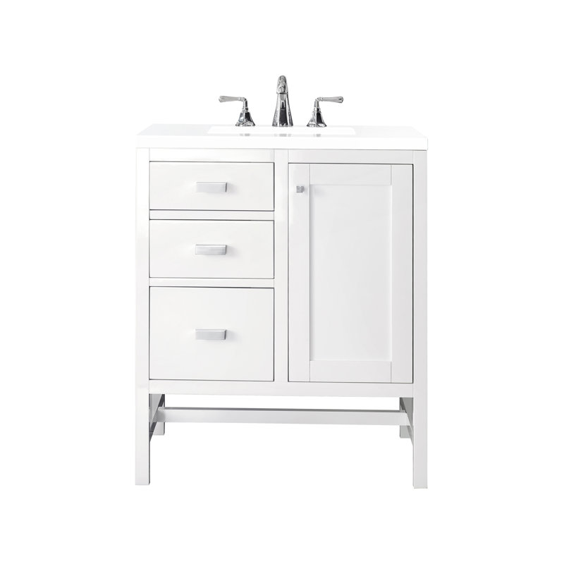 Addison 30'' W Single Vanity, Glossy White, White Zeus, 8" Widespread
