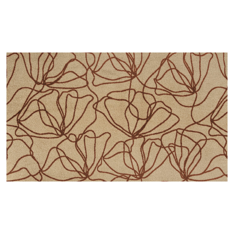 Poppies Rust Medium Washable Floor Mat, 28" W x 47" L, Tan;Orange