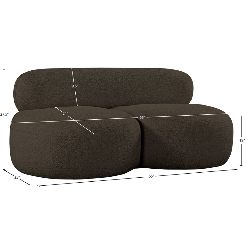 Causeuse rembourrée Isia, Tissu brun bouclé
