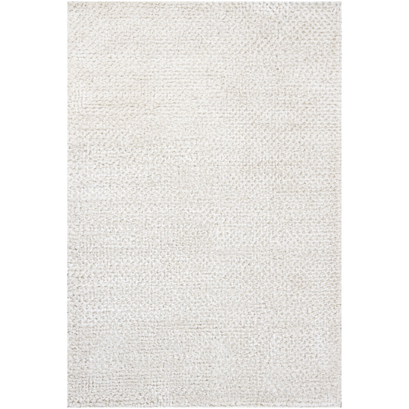 Tapis en laine à poils longs Lenz, Rectangle 7 pi 9 po x 10 pi 6 po, White