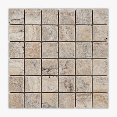 Philadelphia Tumbled 2x2 Square Travertine Mosaic