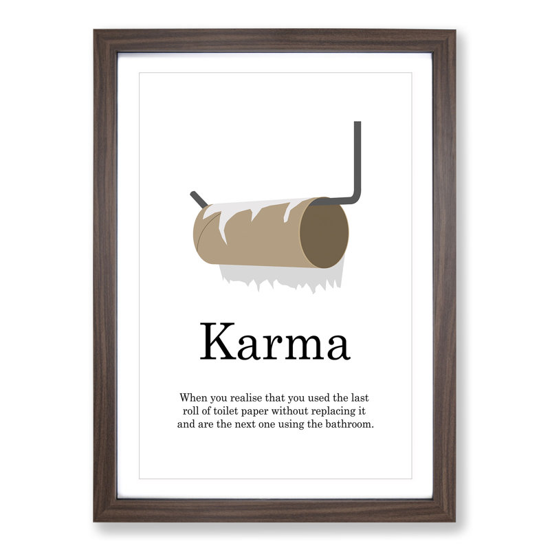Karma - Picture Frame Typography, Walnut Framed, 90cm H x 65cm W x 2cm D