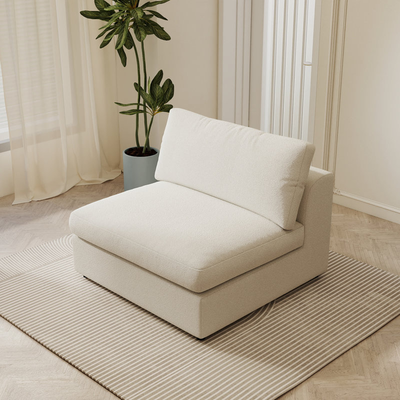 Fauteuil d'appoint modulaire rembourré sans accoudoirs Boucle, Blanc