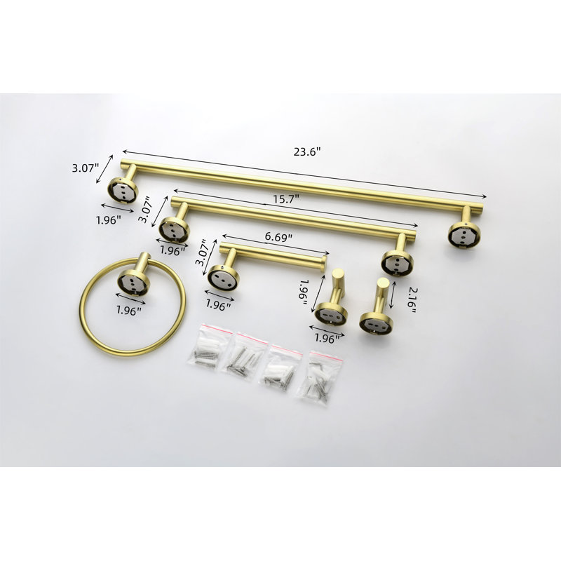 Ensemble de quincaillerie de salle de bain 6 pièces, Or
