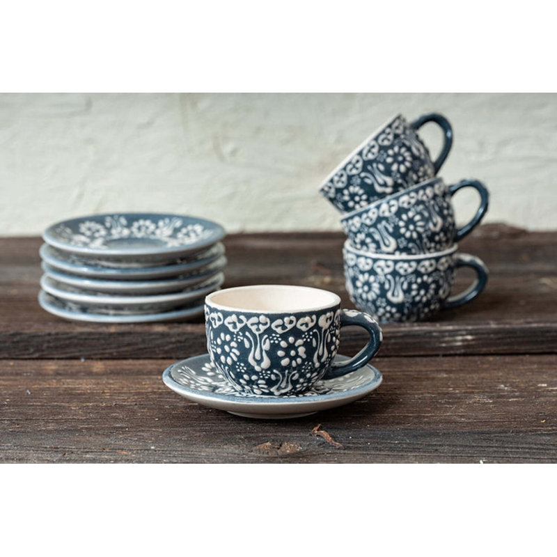Hand Painted Ceramic Ceramic, Gray, 3.4 oz