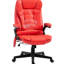 Chaise de bureau inclinable chauffante avec 6 points de vibration, extensible à 120 degrés, siège réglable, rembourré et poche latérale, rouge