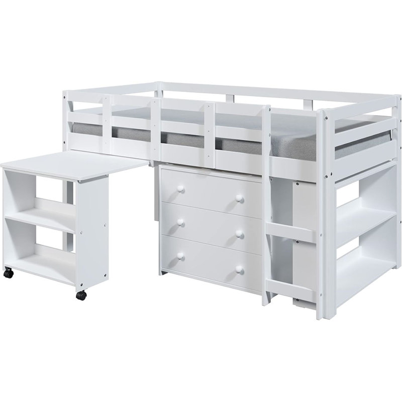 Helmward Kids Twin Loft Bed with Drawers