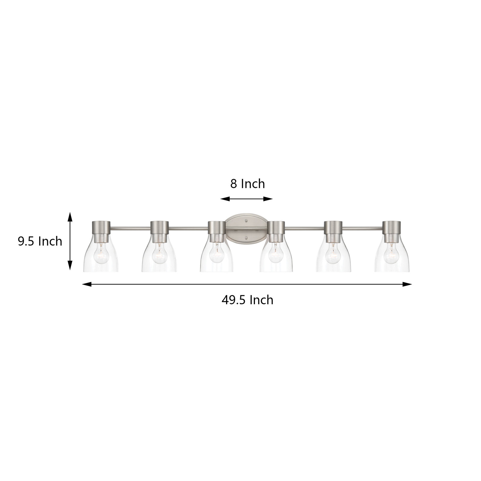 Jessa Dimmable Vanity Light, 6, Brushed Nickel