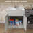 30" W X 22" D Freestanding Honeycomb Aluminum Laundry Sink Cabinet Drop-in Solid Surface Utility Sink in Light Grey