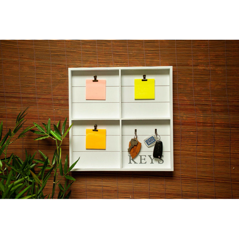 Wood Wall Organizer with Key Hooks