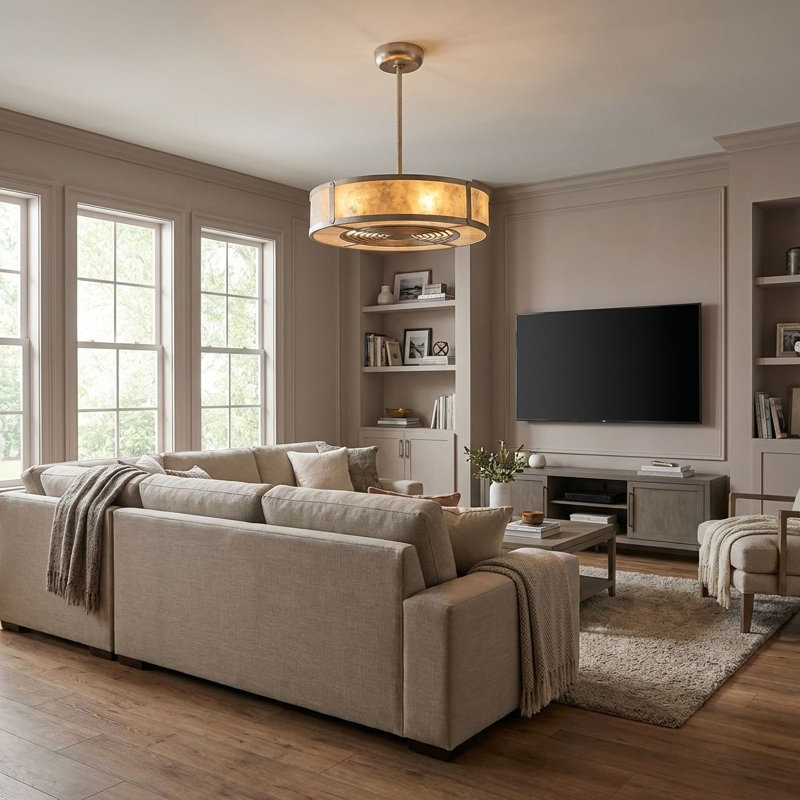 Maris 26" 6-Light Fandelier in Silver Dust with Remote Control