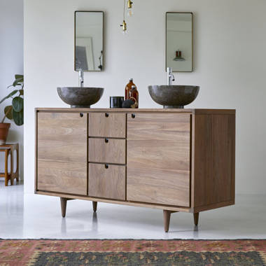 Bathroom Storage Cabinet Double Sink Modern Solid Wood Bathroom