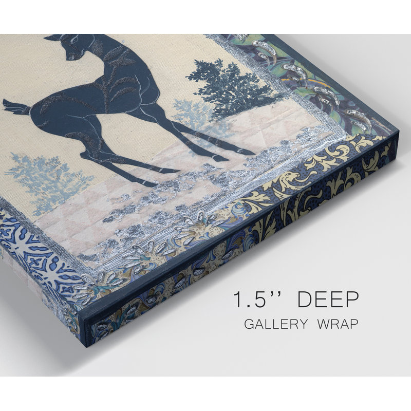 Silhouette de cerf - ensemble de 2 reproductions d'art, H 32 po x l 48 po x P 1 po, Toile tendue, Pas de tapis