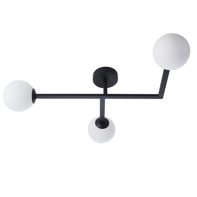 Terflinger Glass Semi Flush Mount, Black