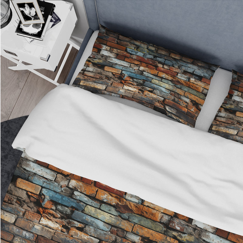 Ensemble de housse de couette Vintage Industrial Charisma - Brick, Housse de couette simple + 1 taie décorative stan