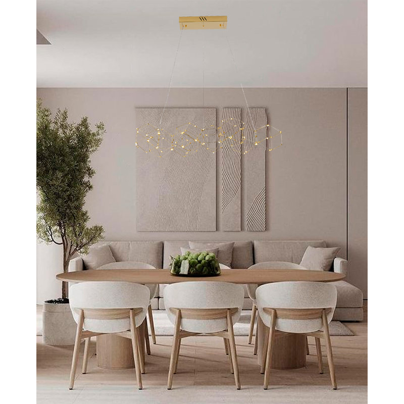 Lustre à DEL en acier inoxydable, H 14 po x l 66 po x P 22 po