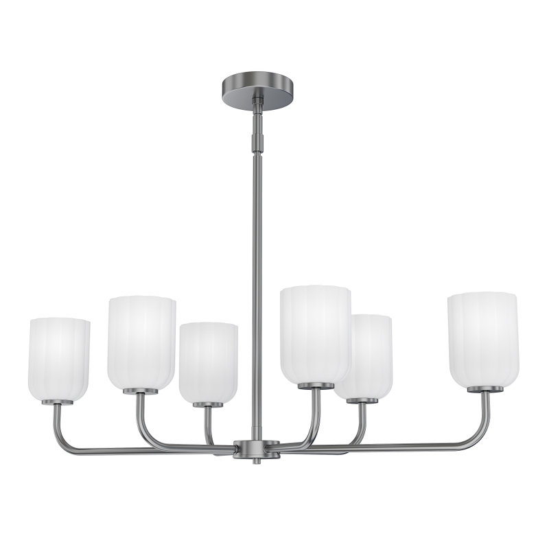Parkmont Plug & Play 6-Light Chandelier in Transitional and Modern Style-55 Inches Tall and 34 Inches Wide, Brushed Nickel