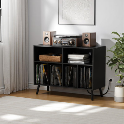 Record Player Stand With Vinyl Storage Cabinet by 17 Stories
