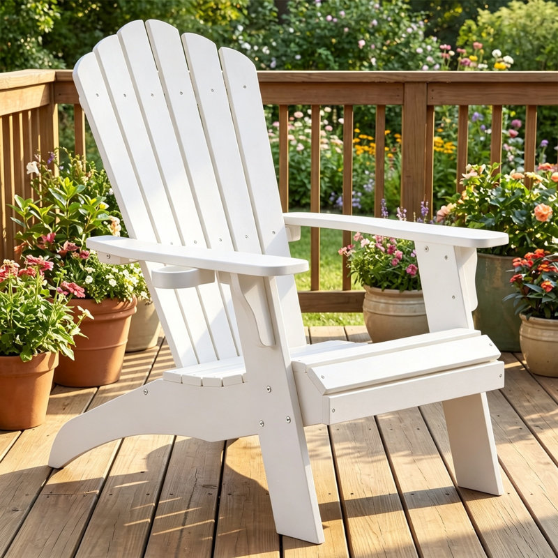 Fauteuil Adirondack surdimensionné avec porte-gobelet, Blanc