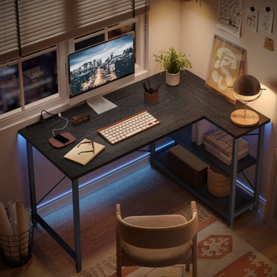 Aaleia 120CM Reversible L -Shaped Desk with Power Outlet