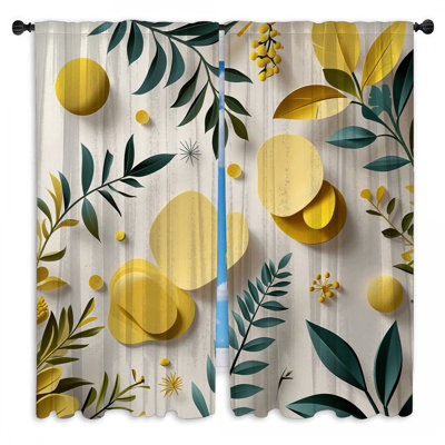 Botanical Window Curtains Floral Sheer & Room Darkening - 2 Panels