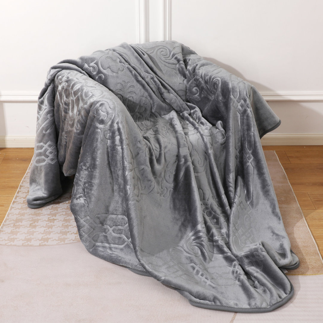 Embossed Throw Soft Warm 300 GSM Polyester Blankets Bed Sofa Large 200 x 240 cm