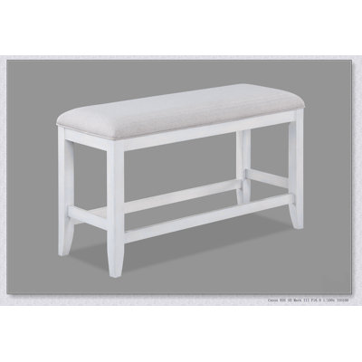 Banc de salle à manger à hauteur de comptoir rembourré en tissu blanc transitionnel 1pc, parfait pour les intérieurs modernes et classiques