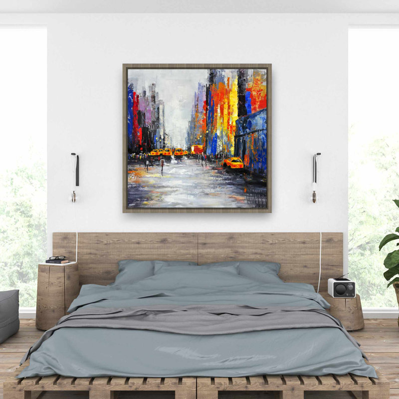 «Colour Spots Street with Taxis» - Art sur toile contemporain