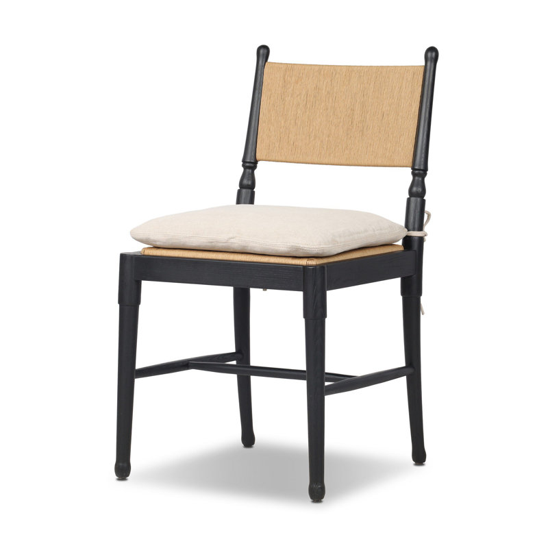Fayth Dining Chair with Cushion, Dune Linen, Stained Black Ash