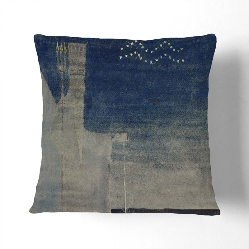 Square Cushion, 40cm H x 40cm W x 15cm D, Blue/Grey