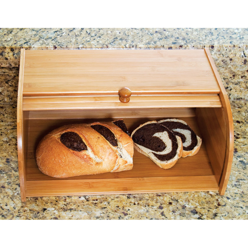 Natural Bamboo Rolltop Bread Box with Knob Handle