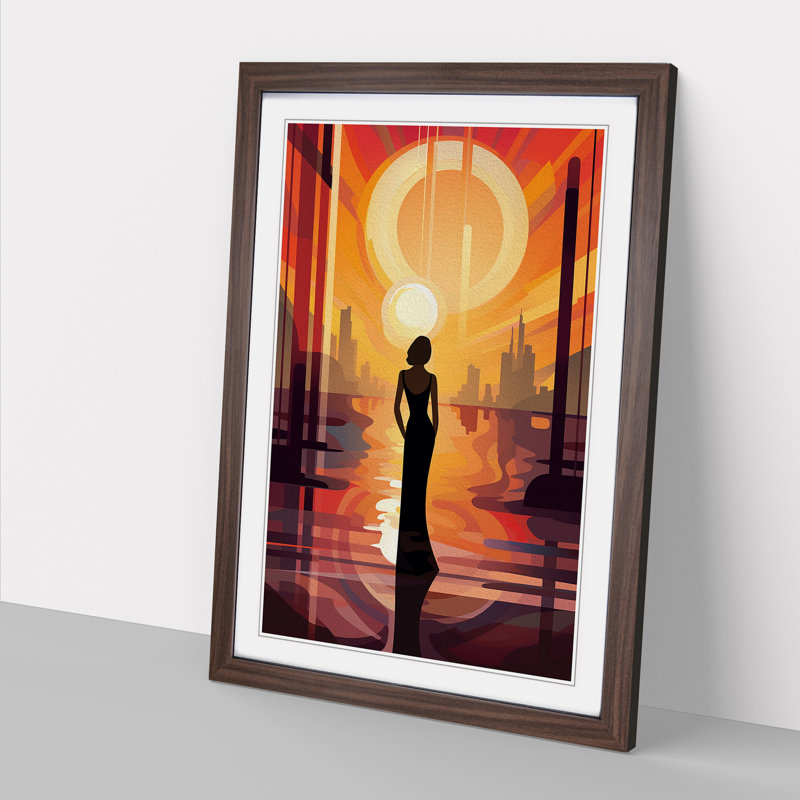 Single Picture Frame Print on Wood, Walnut Framed, 34cm H x 25cm W
