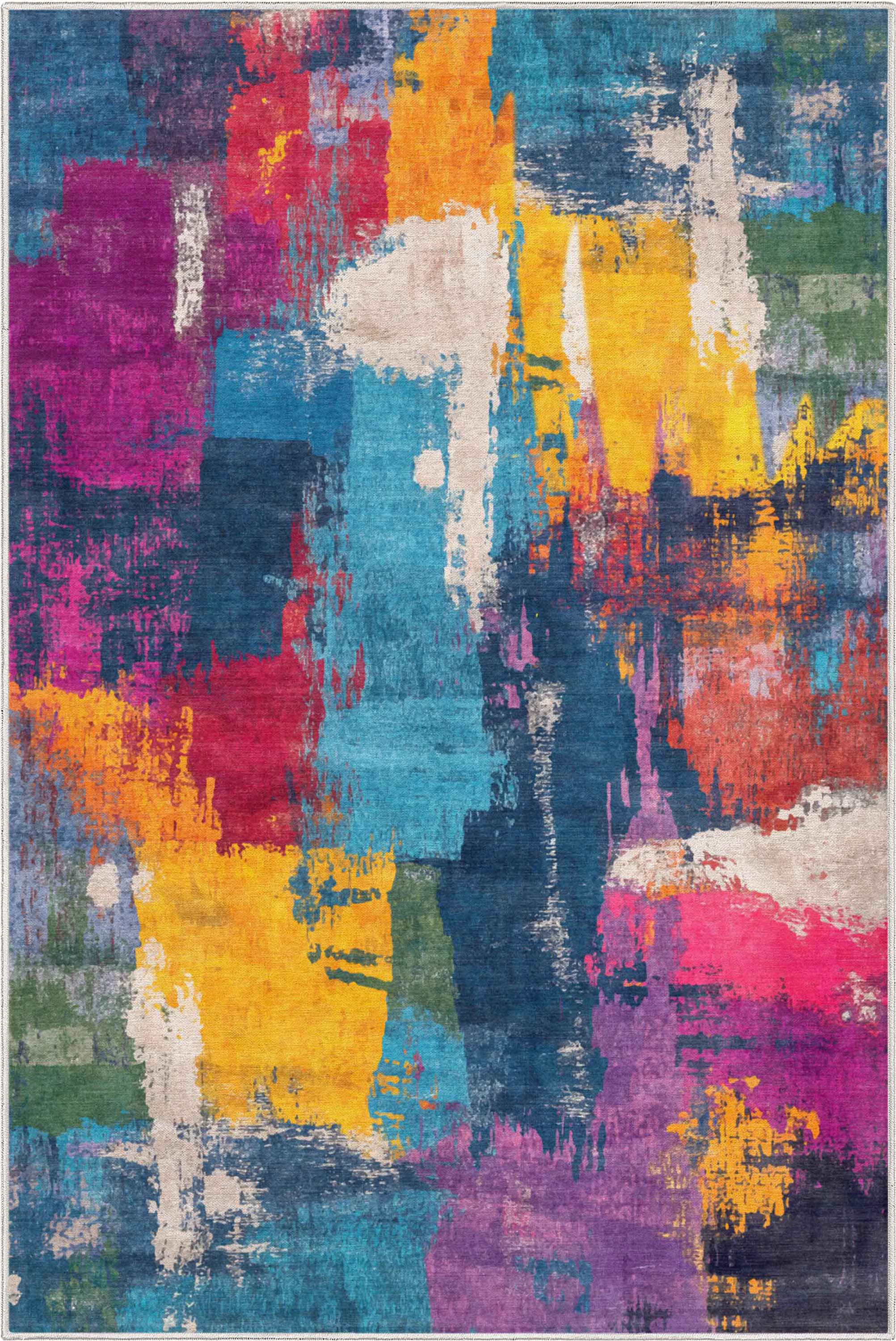 Ivy Bronx Apollo Abstract Maree Multi Waves Modern Area Rug | Wayfair