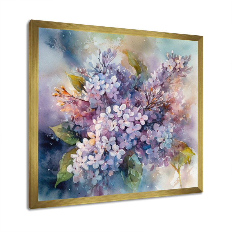 Mauve, vert, beaux lilas IV - impression, H 16 po x l 16 po, Cadre flottant doré